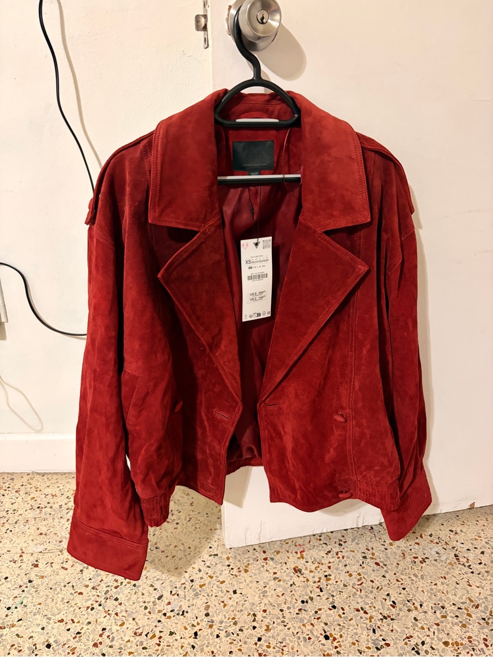 Zara Red Suede Leather Jacket